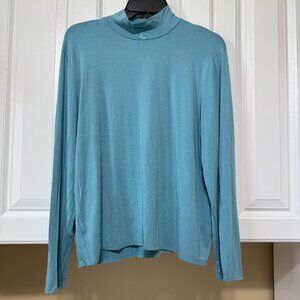 Jones New York Blue Long Sleeve Mock Neck Pullover Top Women XL